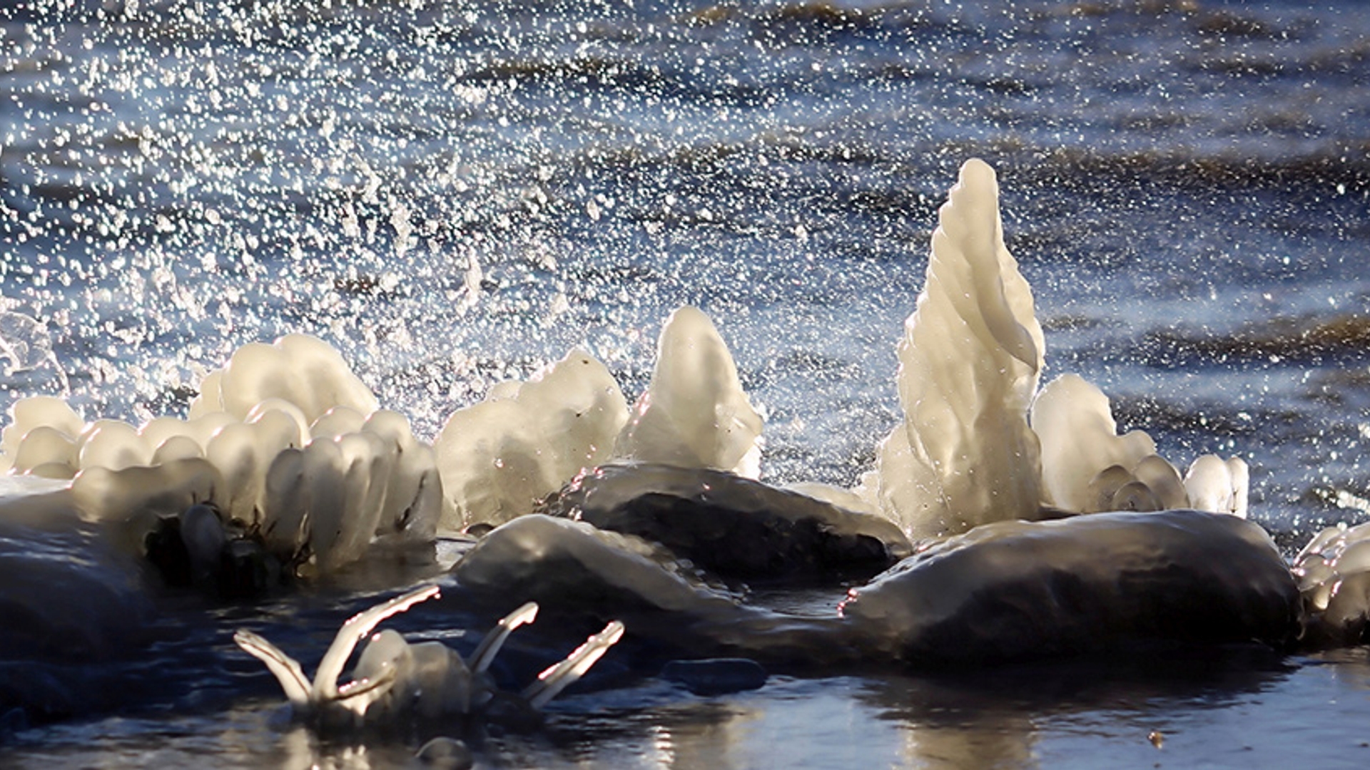 Natuurlijk gevormde ijsschotsen in het Markermeer